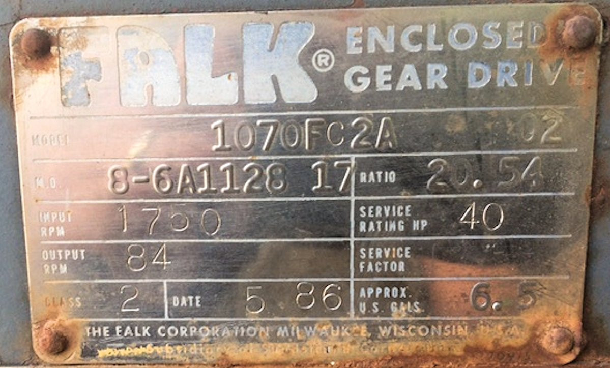 Falk Enclosed Gear Drive, Model # 1070fc2a)
